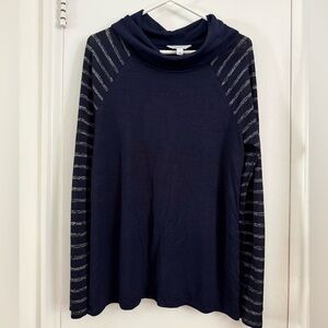 Market & Spruce long sleeve navy blue striped shirt size large